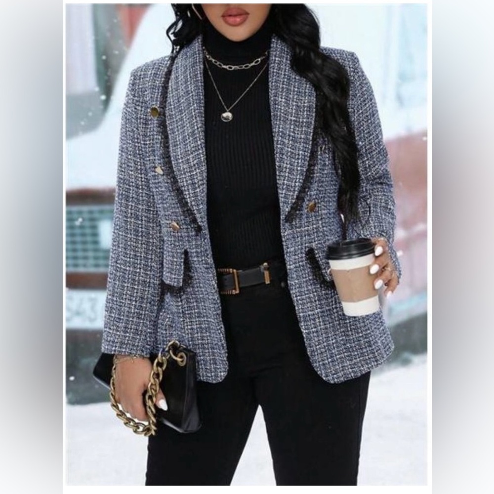 Double Breasted Tweed Blazer